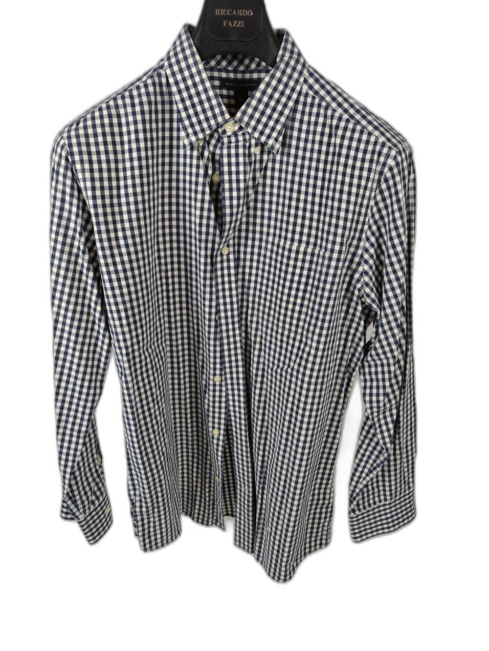 Men’s Banana Republic Dress Shirt Navy White Gingham Large